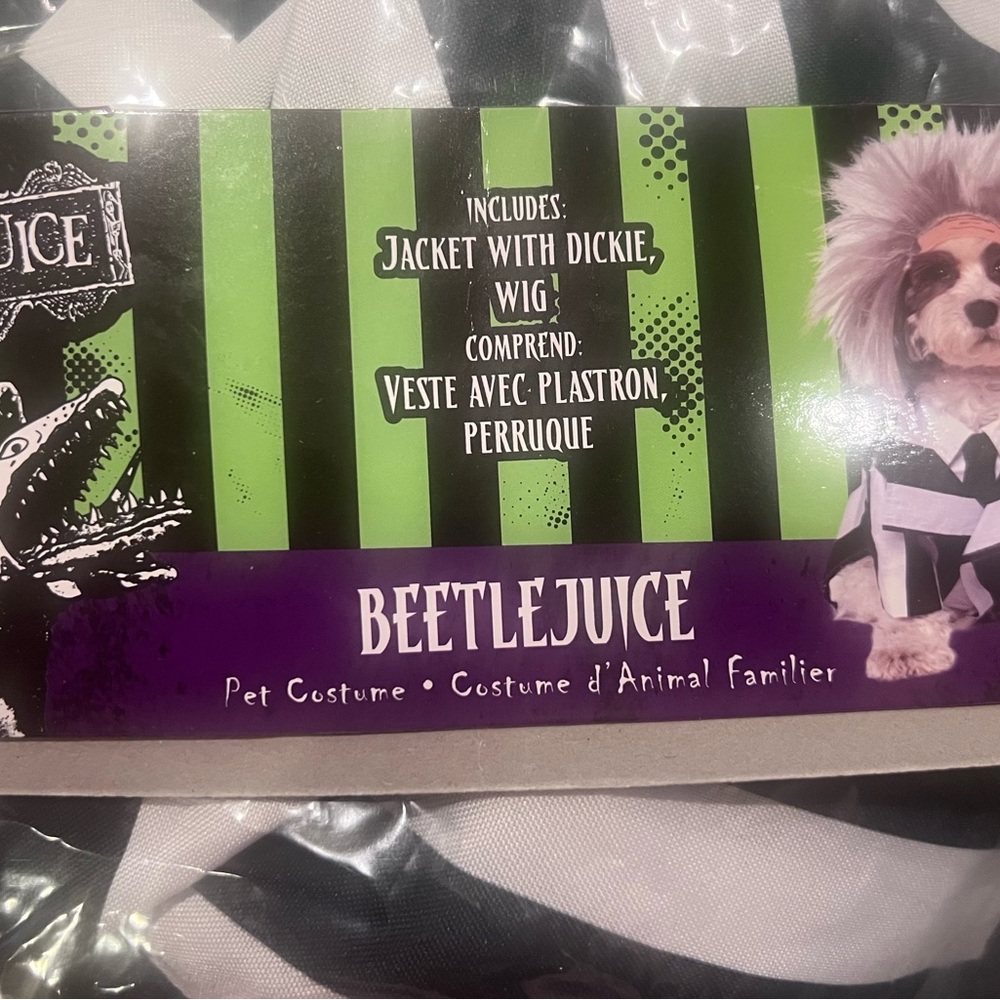 Rubie's Beetlejuice Pet Costume - Black and White, new without tags